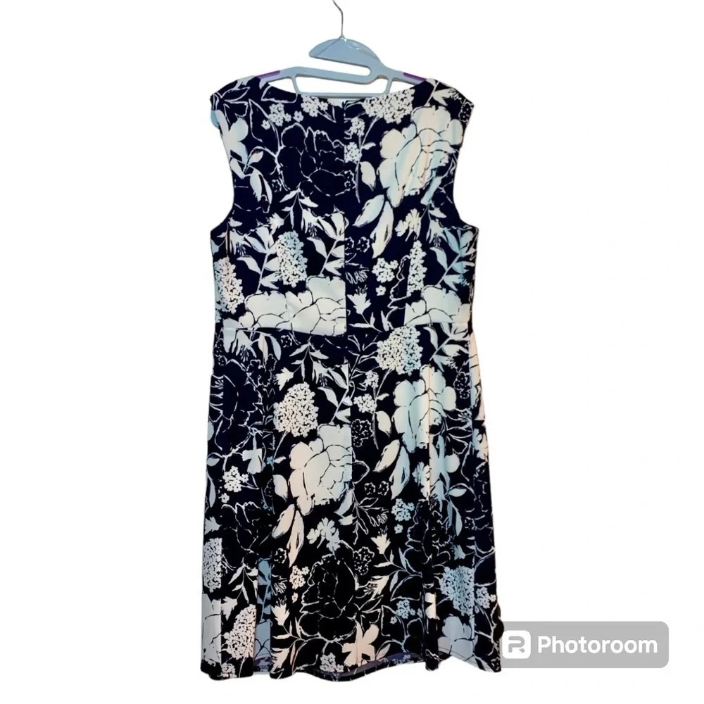 🌸 connected apparel Black & White Floral Dress, Size 14 💐 - Picture 2 of 8